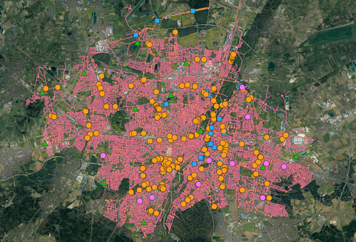 Übersichtsplan des Messnetzes